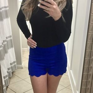blue scalloped shorts